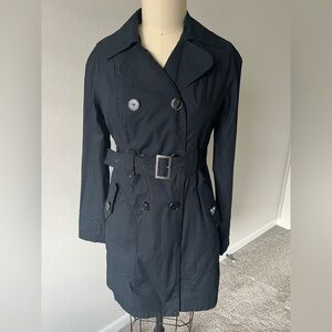 NWOT Tulle Black Double-Breasted Trench Coat